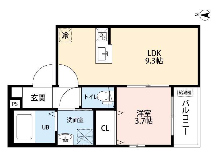 シャンテ六番町(1LDK/3階)の間取り写真