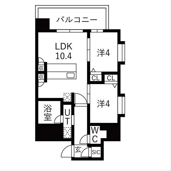 スプランディッド玉造(2LDK/3階)の間取り写真
