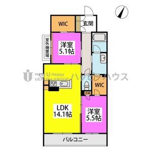 S-ROOM曰佐(2LDK/3階)の間取り写真