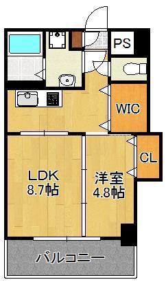BASIC B.L.D.YAHATA(1LDK/7階)の間取り写真