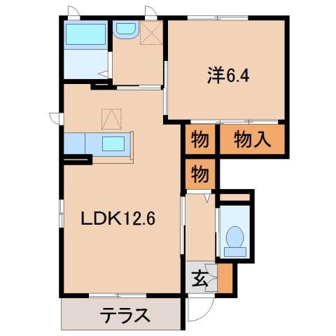 シャーメゾンベルテ(1LDK/1階)の間取り写真