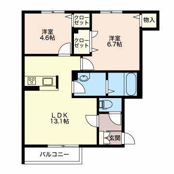 メゾン ド ブリエ(2LDK/1階)の間取り写真