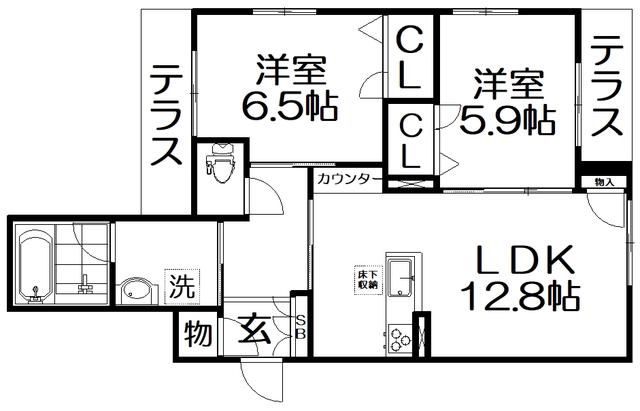 SHA MAISON ECRARGE(2LDK/1階)の間取り写真