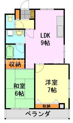 ピュアハイツ長洲(2DK/3階)の間取り写真