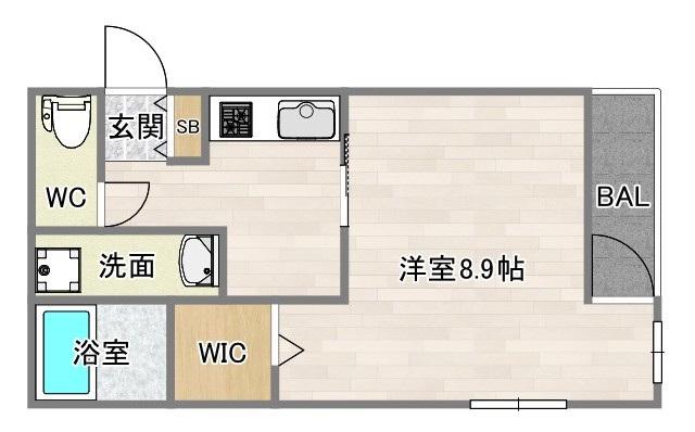 大阪市住吉区長居アパート(1K/3階)の間取り写真