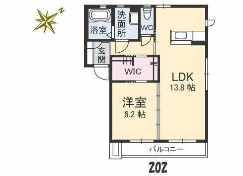 シャーメゾン島(1LDK/2階)の間取り写真