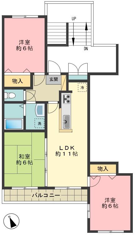 グランシャリオ片倉A(3LDK/3階)の間取り写真