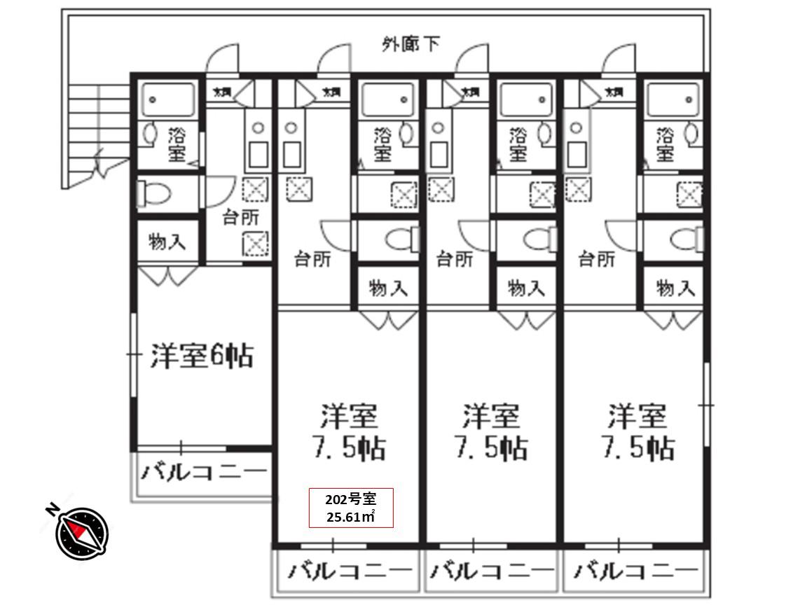 パークハウス(1K/2階)の間取り写真