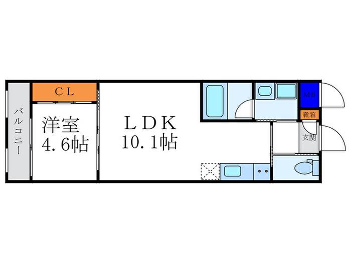 MONO COMODO ウエスト(1LDK/1階)の間取り写真
