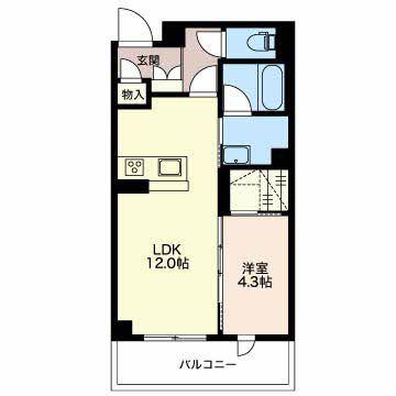 モダンヒルズ(1LDK/3階)の間取り写真