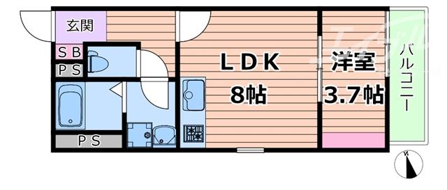 リブレメゾン岸辺I(1LDK/1階)の間取り写真