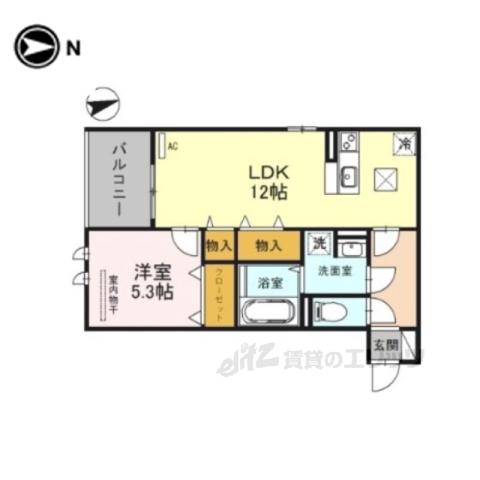 リレント武庫之荘(1LDK/1階)の間取り写真