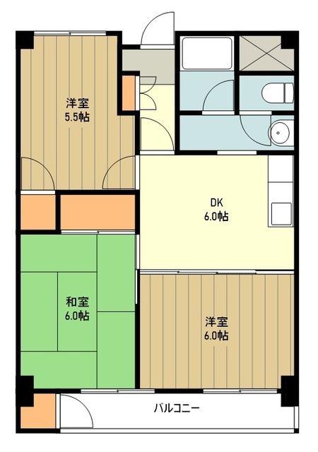 京栄ハイツ(3DK/3階)の間取り写真