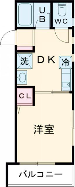 フォルツァ和田岬(1DK/2階)の間取り写真