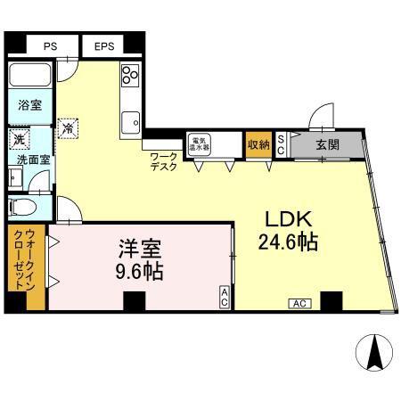 文具ハウスジャンボビル(1LDK/3階)の間取り写真