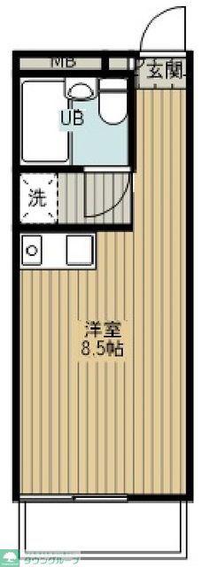 オバラハイム(ワンルーム/2階)の間取り写真