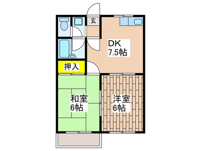 コンフォルト23(2DK/1階)の間取り写真