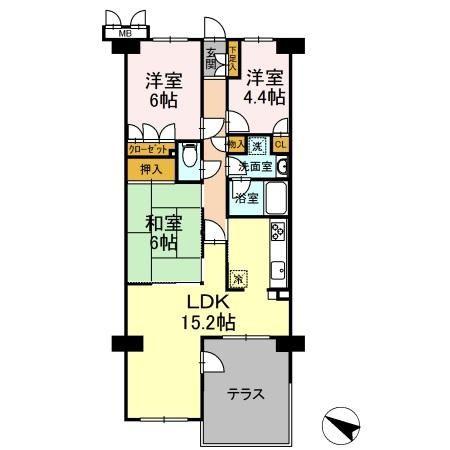 モア・ステージ西千葉(3LDK/1階)の間取り写真