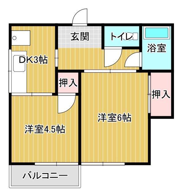 リバティ清水(2K/2階)の間取り写真