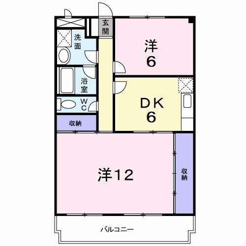 リバティーハイツ(2DK/2階)の間取り写真