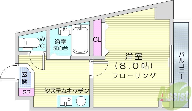 サンクレスト・ベア(1K/5階)の間取り写真