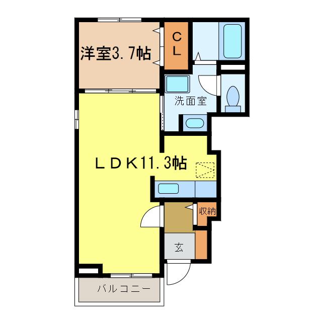 メゾンジャスティスA棟(1LDK/1階)の間取り写真