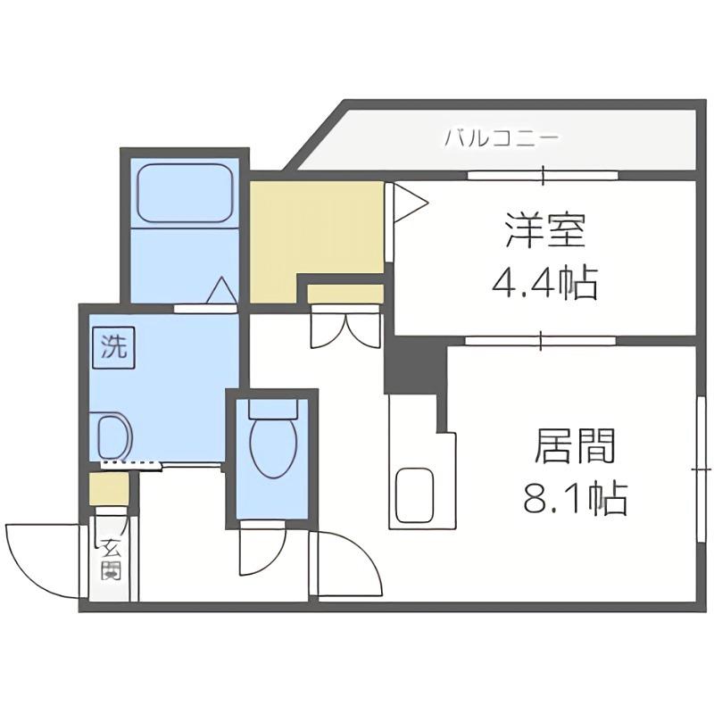 ノースプレミア大通北(1LDK/8階)の間取り写真