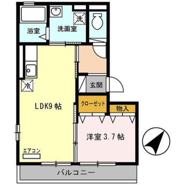 シャルム山下I(1LDK/2階)の間取り写真