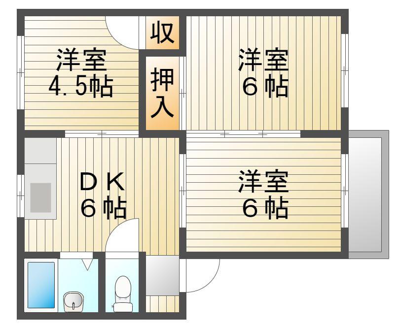 M・KマンションA棟(3DK/2階)の間取り写真