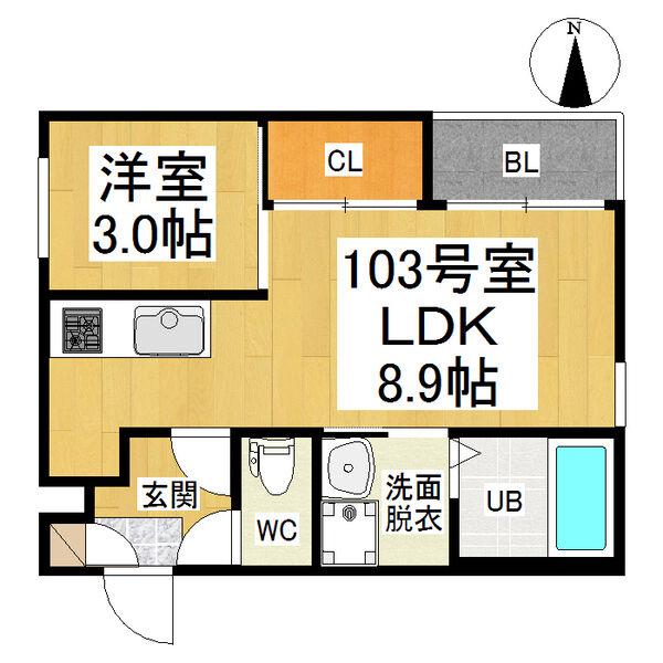 REGALEST 中村公園西(1LDK/1階)の間取り写真
