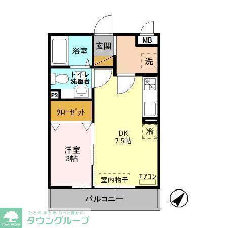 クレストフォート(1DK/2階)の間取り写真