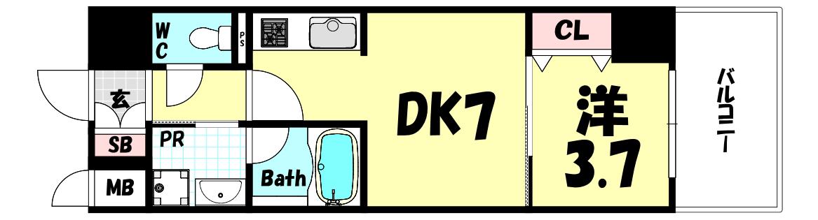 レオンコンフォート神戸駅前(1DK/2階)の間取り写真