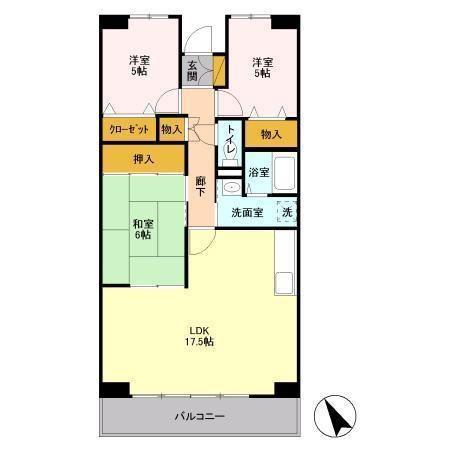 エスポワール八千代(3LDK/6階)の間取り写真