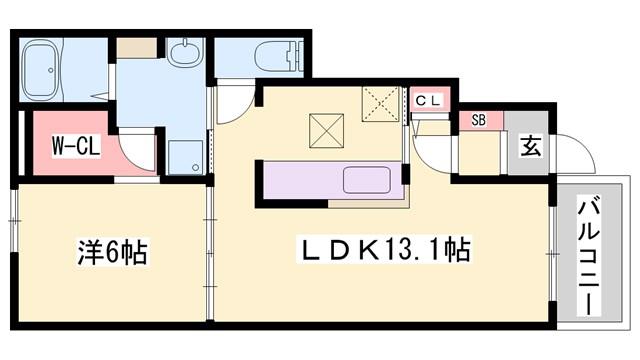 モンターニュII(1LDK/1階)の間取り写真
