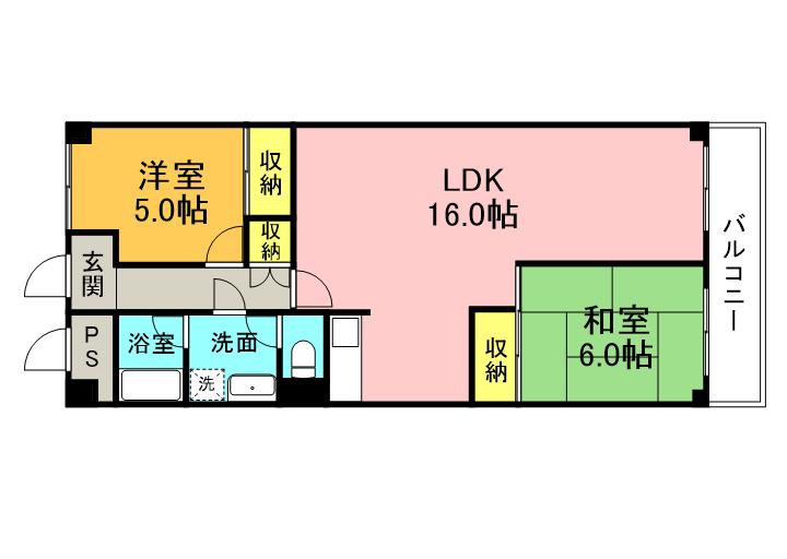 シロハイヌ今米(2LDK/2階)の間取り写真