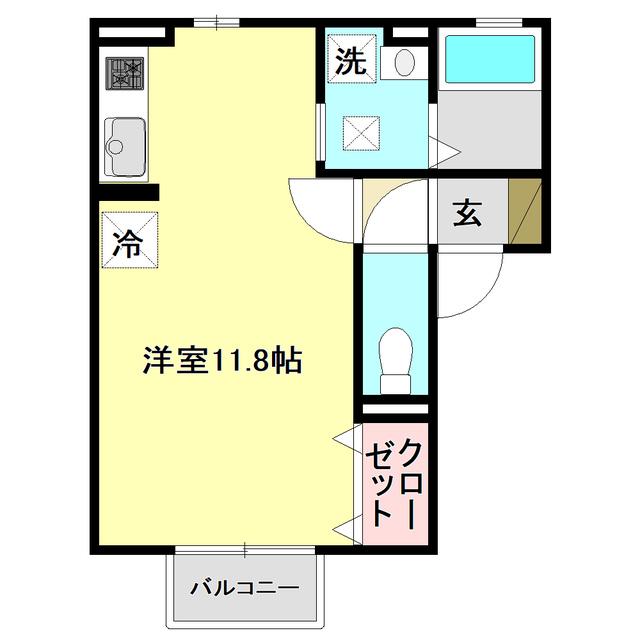 プレジオII(ワンルーム/1階)の間取り写真