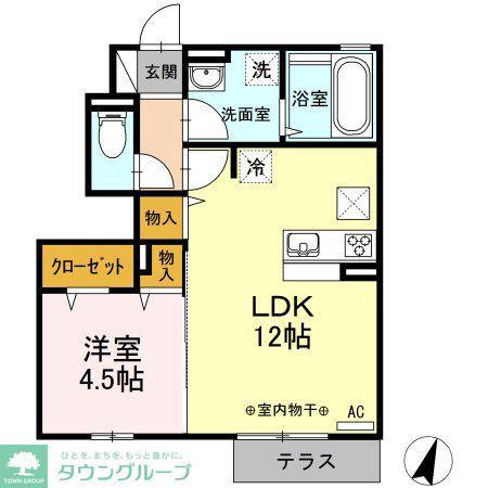 HERITAGE(1LDK/1階)の間取り写真