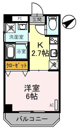 双輪建物第八コーポ(1K/3階)の間取り写真