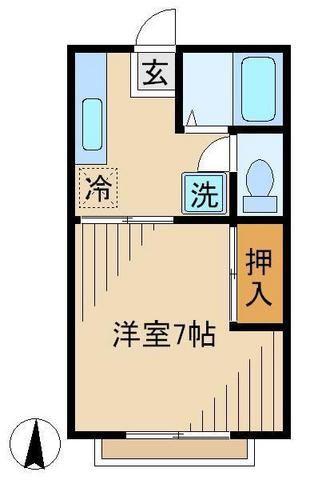 第3グリーンハイツ(1K/2階)の間取り写真