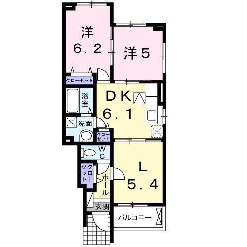 マーガレットヒルA(2LDK/1階)の間取り写真