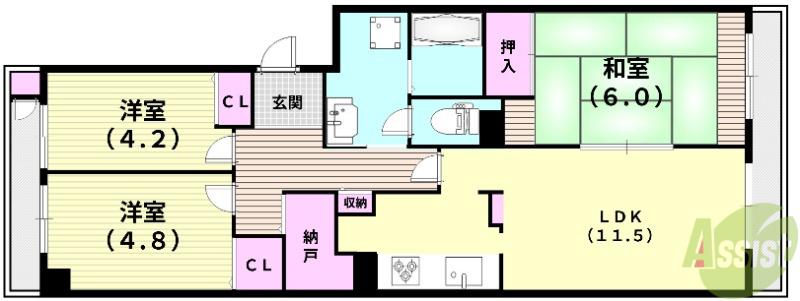 コープ野村豊中立花町(3LDK/2階)の間取り写真