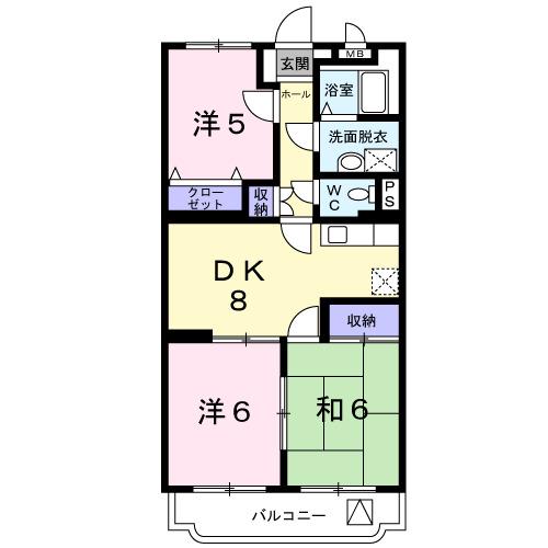 ファミールK向山II(3DK/3階)の間取り写真