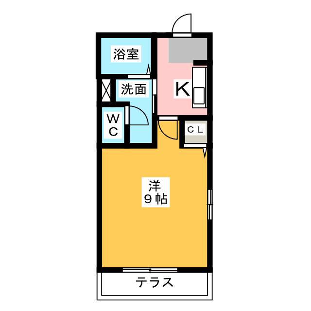 キャッスルウエストII(1K/1階)の間取り写真