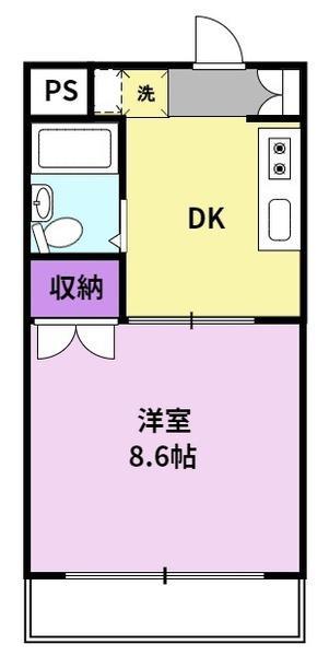 コーポ加月B棟(1DK/2階)の間取り写真