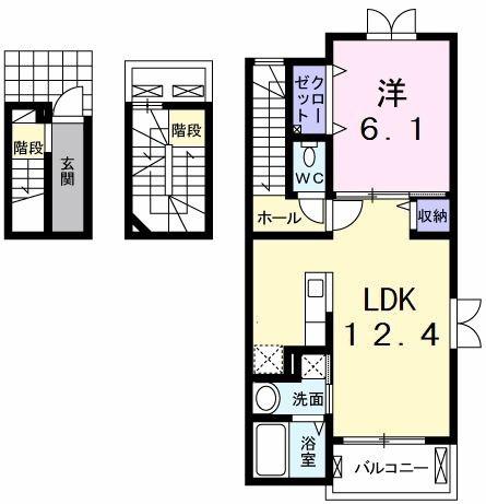 エルディ アイ(1LDK/3階)の間取り写真