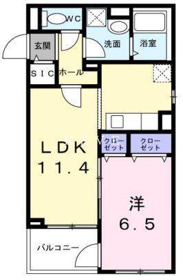 ベラシティ(1LDK/2階)の間取り写真