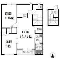 ウエスト・ベルジュC棟(2LDK/2階)の間取り写真