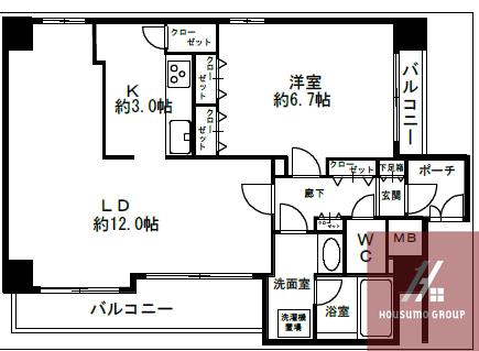 レジネッタ江戸堀(2LDK/7階)の間取り写真