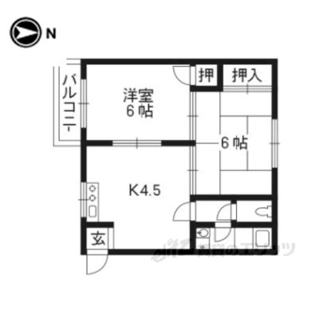 常盤コーポ(2K/3階)の間取り写真