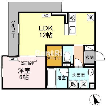 グラン ミリュウ(1LDK/3階)の間取り写真